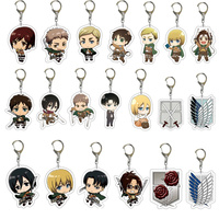 Anime Attack of The Giants Levi Ackerman Allen Yeager Keychain Pendant Role Playing Double Sided Acrylic Keychain KeyringJewelry