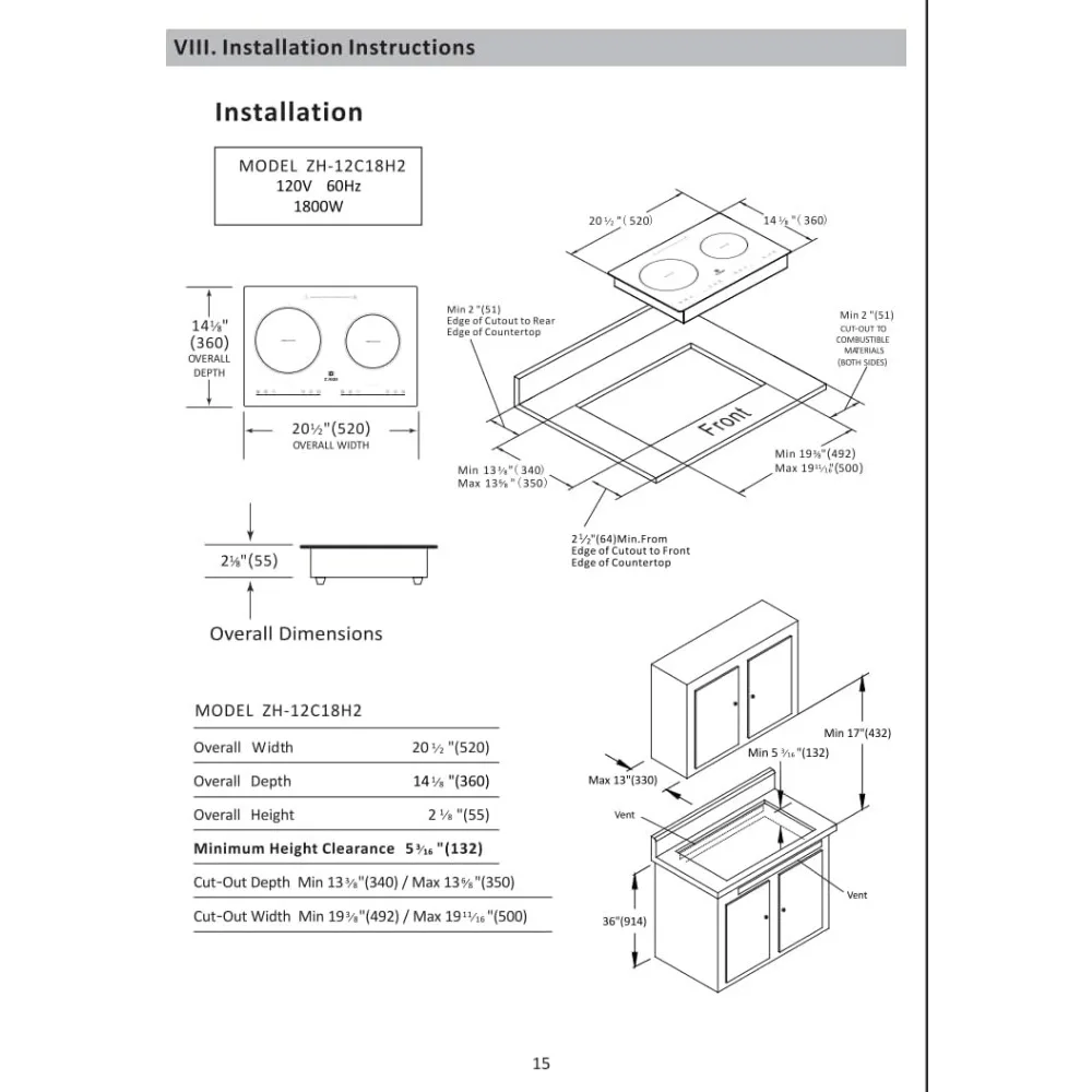 Cuisinière à induction double portable, 2 brûleurs de 12 pouces, dessus de seau et induction intégrée, 9 niveaux de puissance