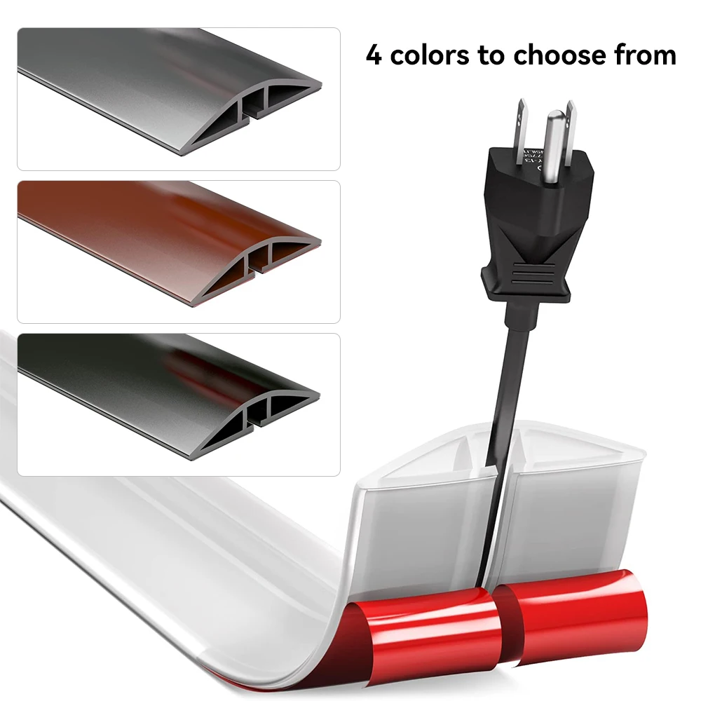 1Pc 1M Floor Cable Protectors PVC Cable Protectors Self-adhesive Cable Protectors Cable Hiding Covers Flexible Wire Duct