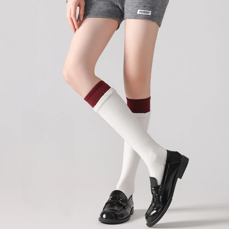 Women's Autumn New Contrasting Colors Trendy Calf Socks Stacking Socks Sweat Absorbent Non Slip Long Socks For Casual Daily