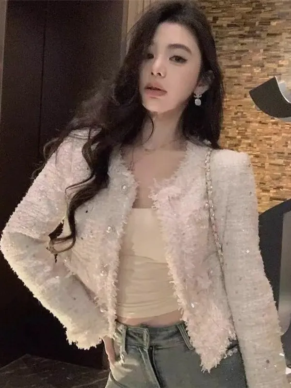 Spring Autumn New Style Loose Short Coat for Women 2026 Thousand Jin Little Lady Elegant Slimming Fragrant Wind Outerwear