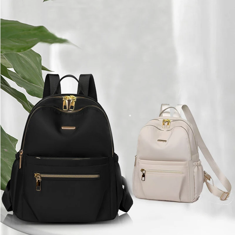 Eleganter Damenrucksack im schlichten Stil, wasserdichte Nylon-Umhängetasche, geeignet für Schule, Outdoor-Einkäufe – Detail 2