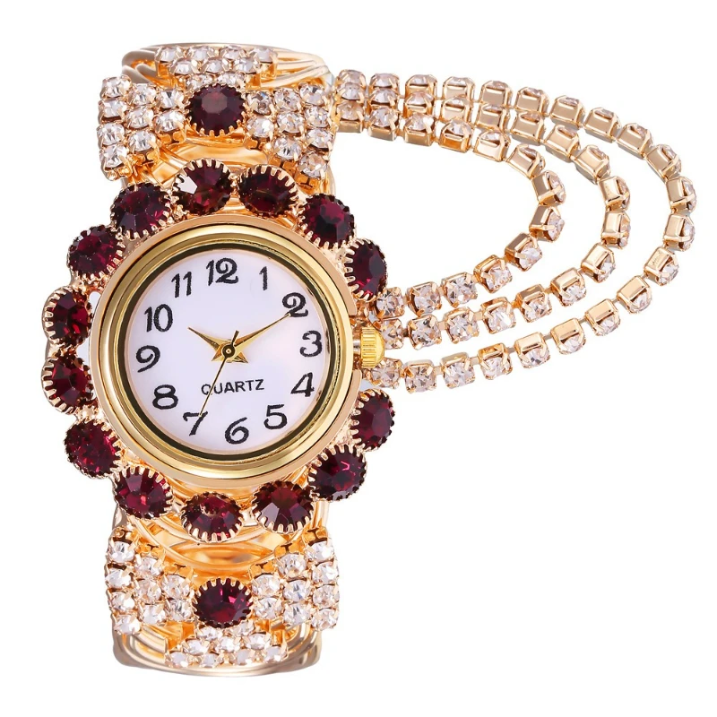Zirkon Digital Quarzuhr Armreifen Legierung Frauen Mode OL Armbänder Charme Schmuck – Detail 6