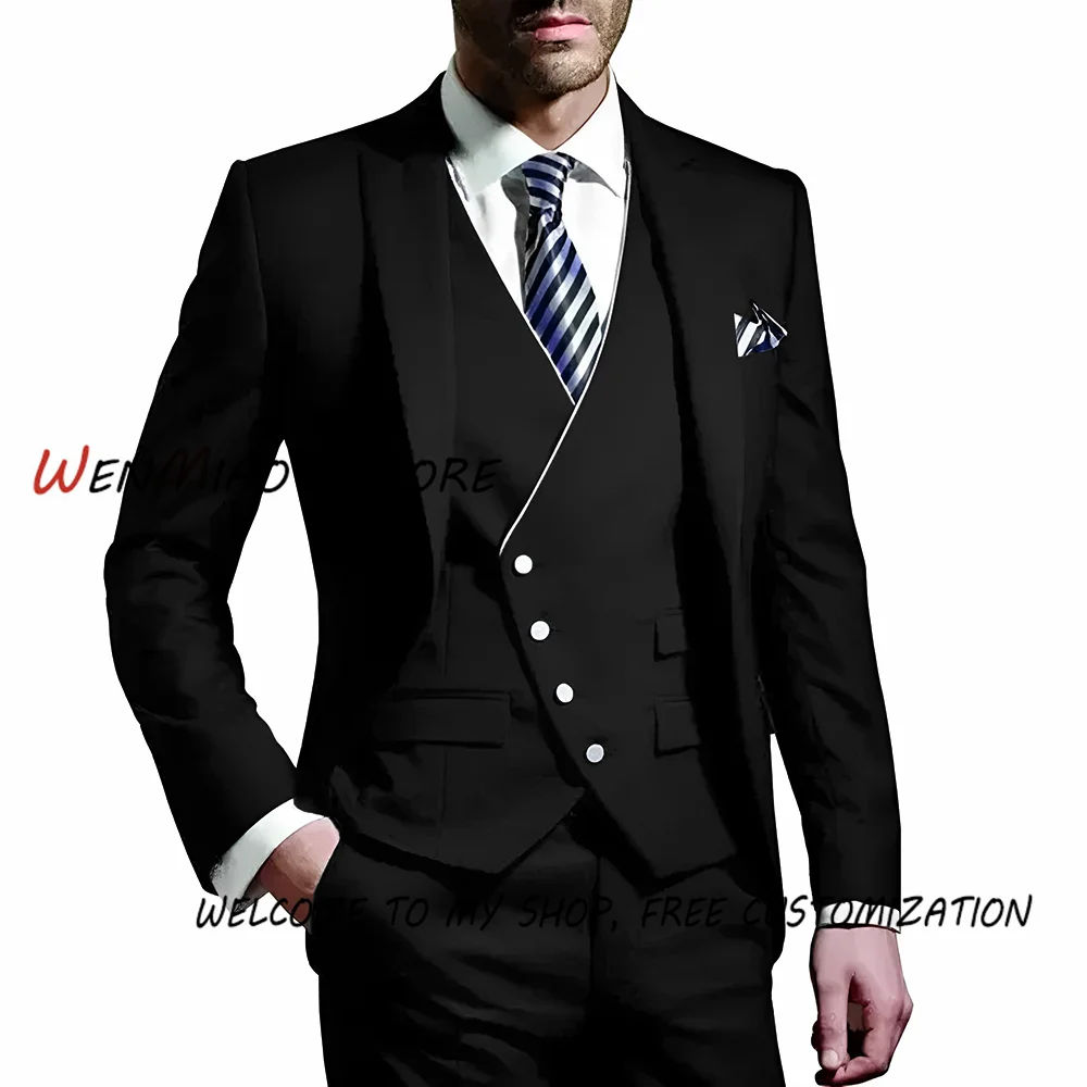 Beige Men\'s Suit 3 Piece Formal Wedding Tuxedo for Groom 2024 Elegant Men\'s Suit Customized Tuxedos