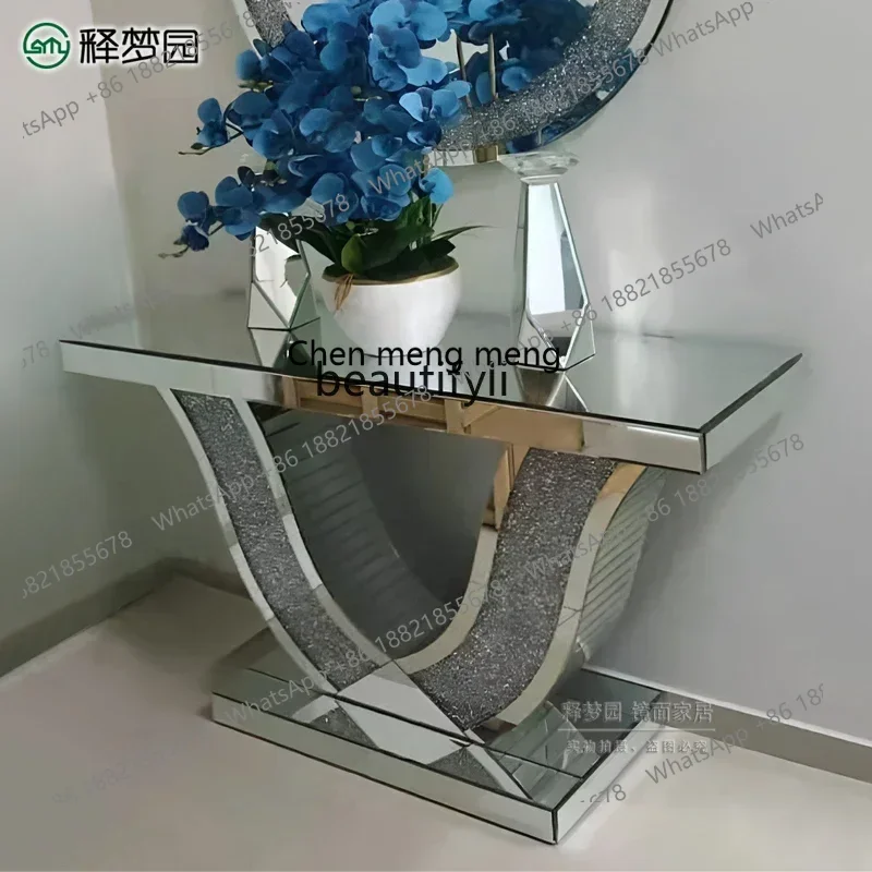 D176   European mirror entrance table light luxury living room entrance door against the wall end view table rack