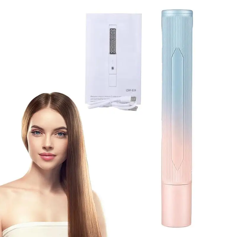 Hot Hair Straightener Brush Anti-Scald Cordless Portable Straightening Brush USB Anti-Scald 4000mAh 3 Levels Of Temperature