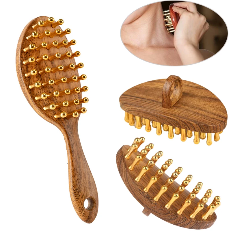 1PCS Peine de madera grueso y ancho de 39 dientes para masaje de cabeza y Gua Sha, peine de masaje de mango largo para el cuero cabelludo y meridianos