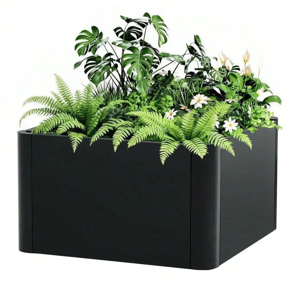 

Black Steel Raised Garden Bed Planter Box,Bottomless Design,Rust Weather Resistant,ToolNo Cost Assembly,Ideal For Outdoor Veget
