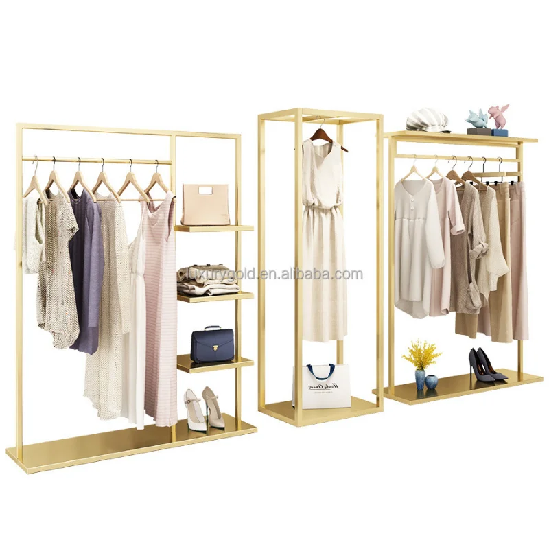 

custom.Plating Stainless Steel Commercial Clothes Rack Retail Store Stand Clothes Display Garment Boutique Clothing Rack