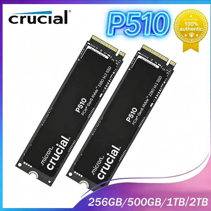 Crucial P510 M.2 2280 PCIe Gen5 NVMe SSD 1TB 2TB,PCIe 5.0 High Speed Internal Storage Drive for Laptop Desktop PC