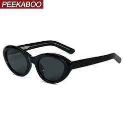 Peekaboo fashion oval sunglasses uv400 black brown TR90 polarized sun glasses for women cat eye acetate summer style hot sale