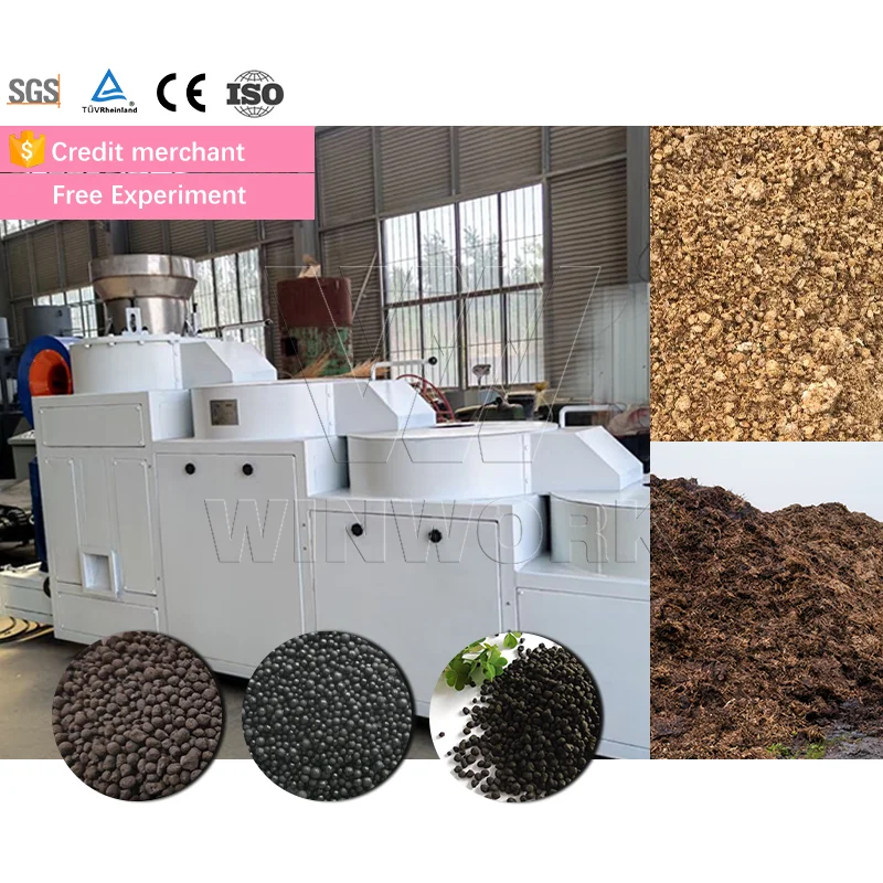 WINWORK New Condition Organic Fertilizer Machine Equipment for Animal Manure Processing Polishing Rounding Machine Core Motor