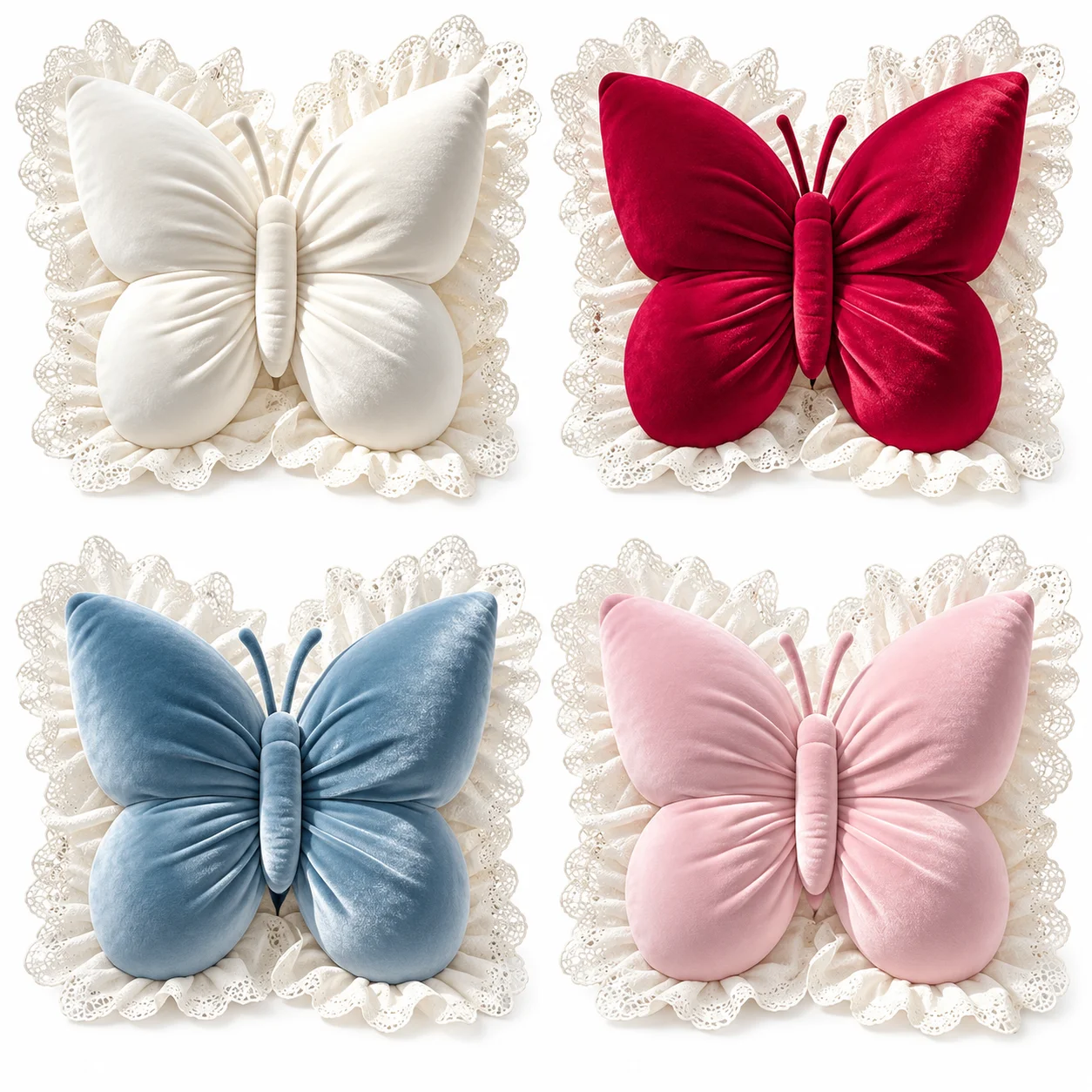 Princess Style Butterfly Cushion, Lace Decorative Pillow for Bedroom, Office, Sofa, Bed and Car