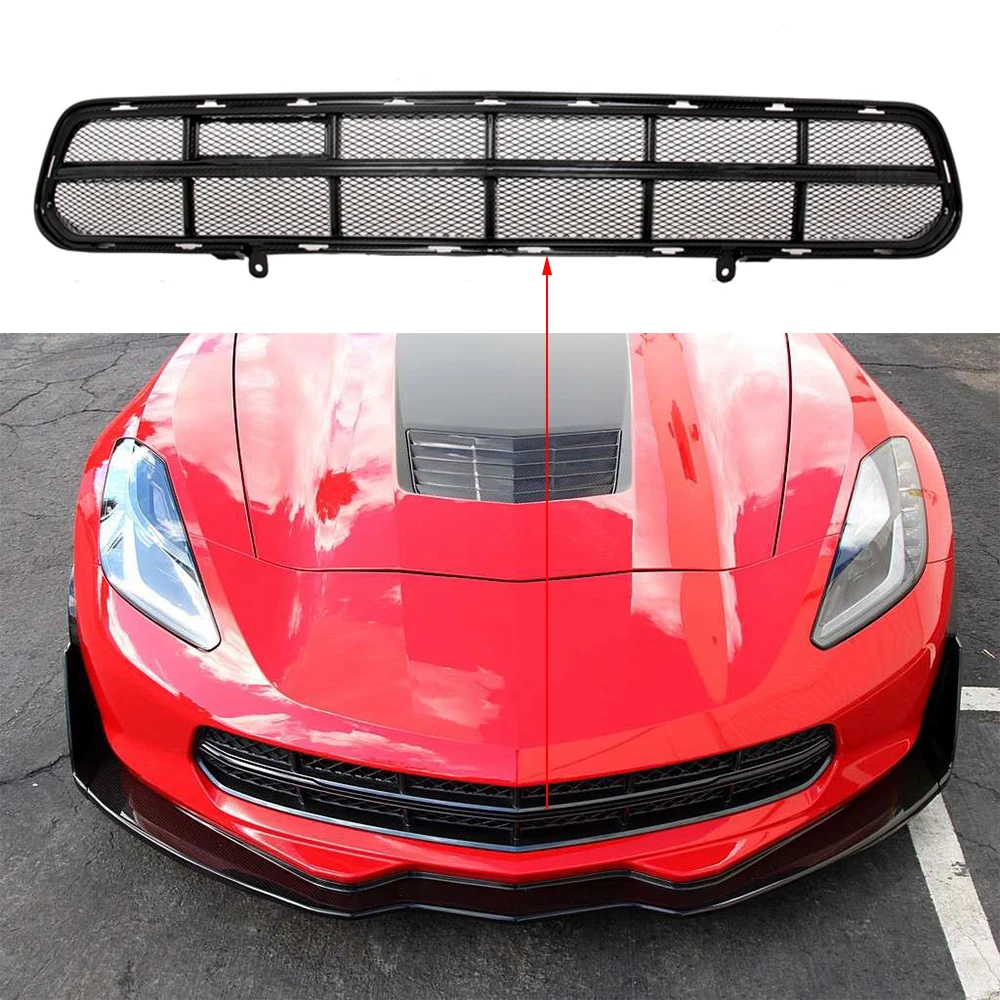 

For Chevrolet Corvette C7 2014-2016 High Quality Carbon Fiber Car Racing Grills Front Bumper Lower Grilles Black Net Accessories