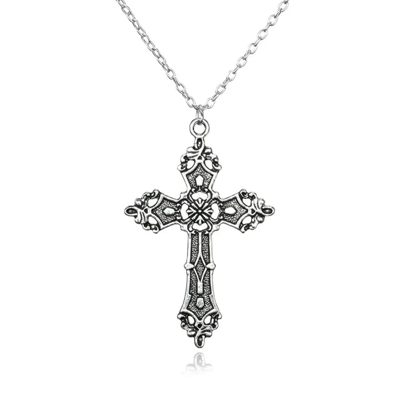 Vintage Cross Pendant Necklace for Men Women Goth Accessories Gothic Grunge Male Neck Long Chain Summer Aesthetic Holiday Gifts