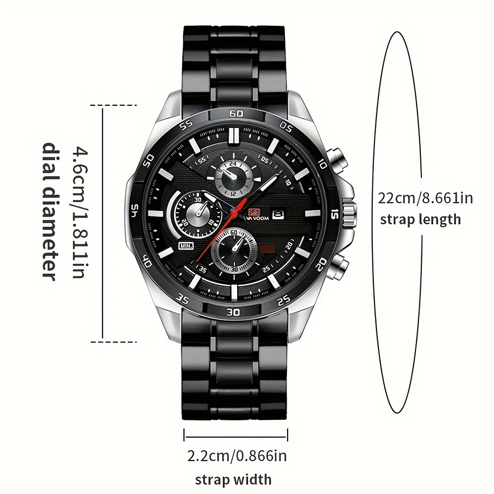 Top Men Watch Sports Style 46mm Large Leather Racing Style Casual Fashion Original Black Rose Gold Calendar Quartz Watch Relogio