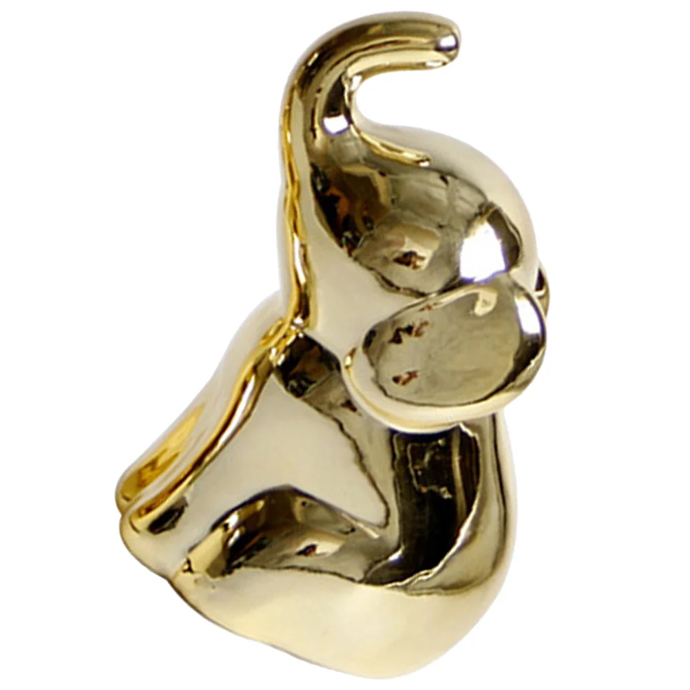 

Mini Golden Elephant Ornament Ceramic Animal Decor for Home Office Desk Living Room Shelf Cabinet Interior Decoration Charm