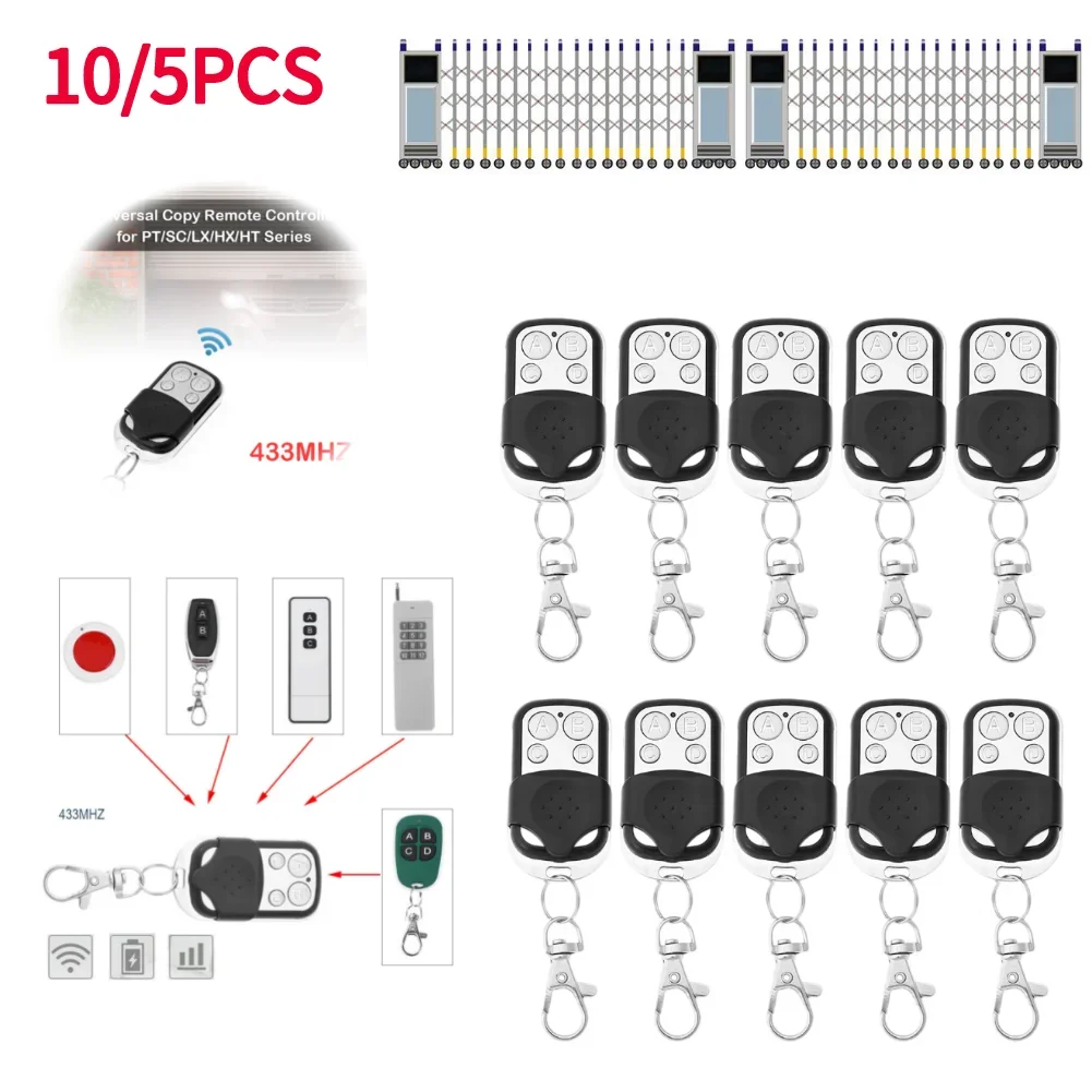 5/10pcs 433/315mhz Electronic Gate Control Duplicator Remote Control 4CH Key Garage Door Gate Opener Remote Control Duplicator