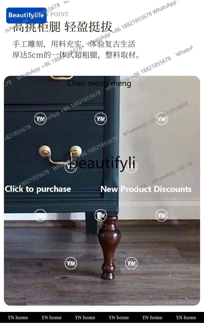 cqy Retro style solid wood locker Neoclassical storage cabinet Multifunctional cabinet can be customized