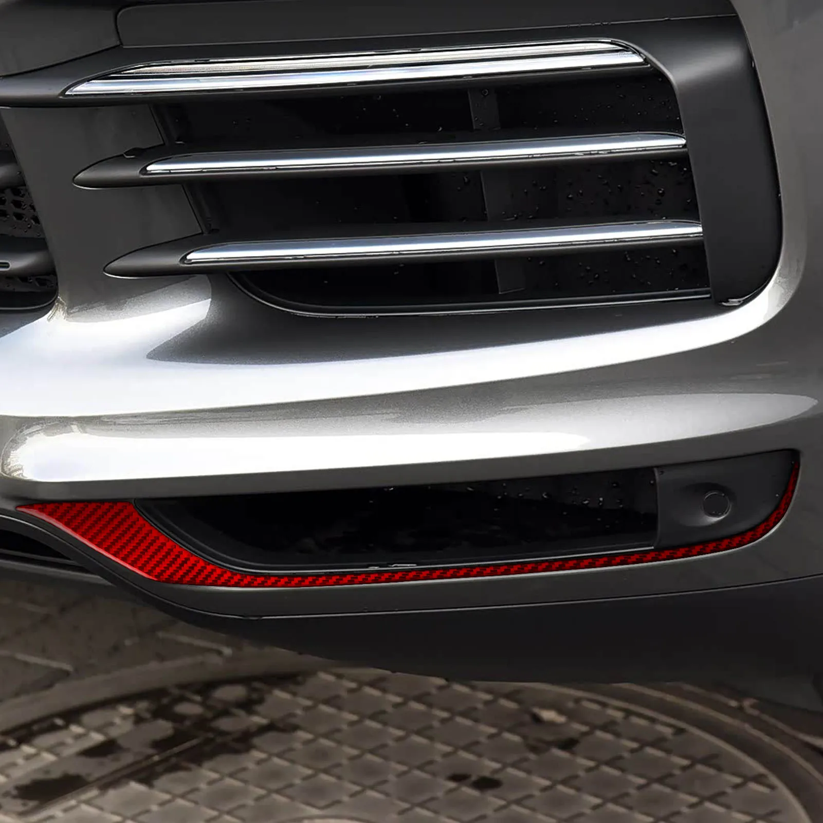 For Porsche Cayenne 9YA 9YB E3 2018-2023 Carbon Fiber Front Bumper Fog Light Trim Strips Car Exterior Decor Accessories Stickers view 2