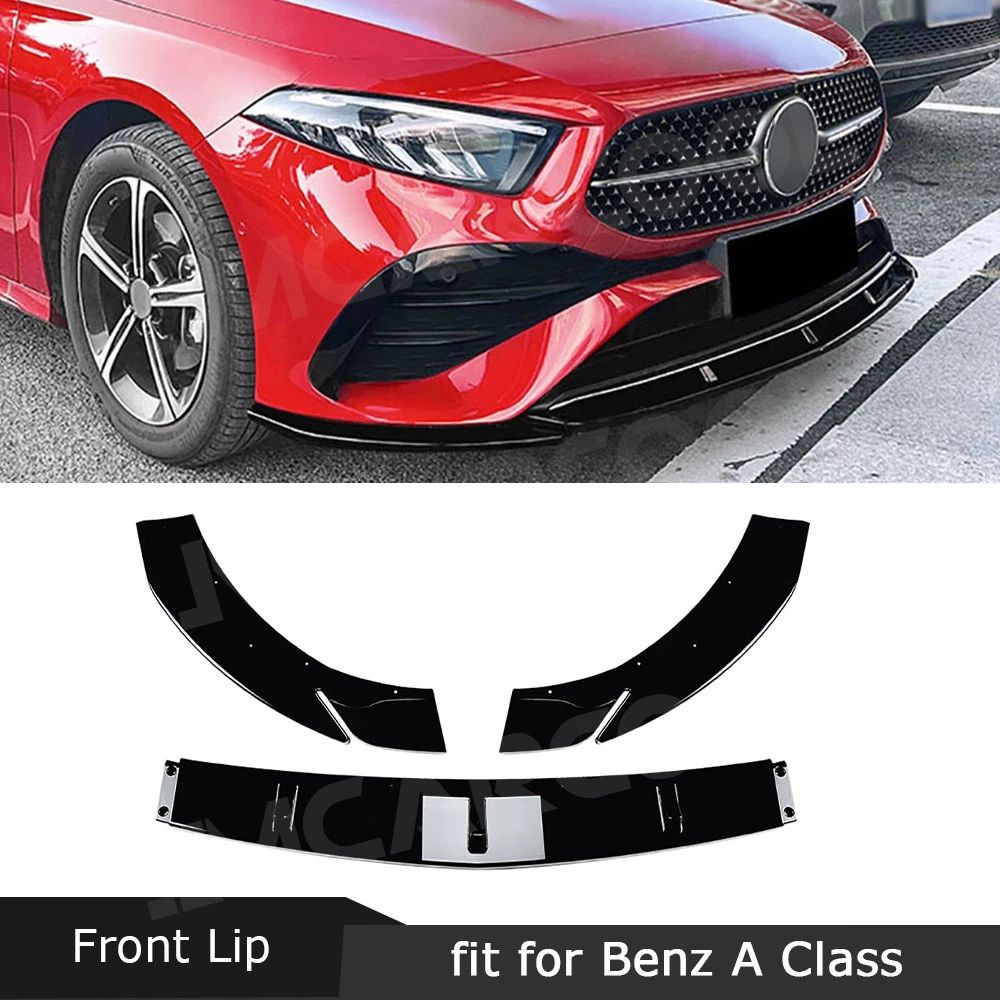 

Car Front Lip Bumper Chin Spoiler Diffuser for Mercedes Benz A Class W177 A180 A200 A35 AMG 2023+ B Style Body Kits Accessories