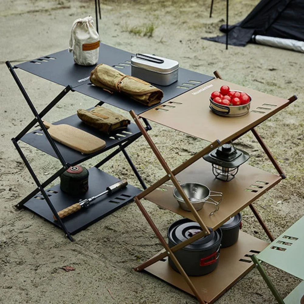 Outdoors Foldable Table Simple Camping Spliceable Table Household Multi Functional Storage Rack Portable Aluminium Alloy Tables