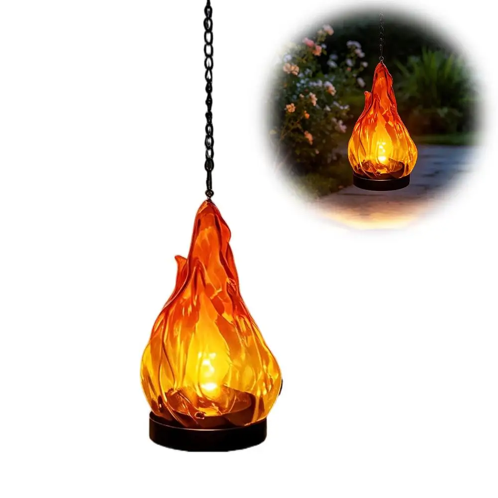 Solar Flame Hanging Lantern Light IP65 Waterproof Flickering LED Flame Effect Outdoor Decorative Lamp For Garden Patio Yard - view 4