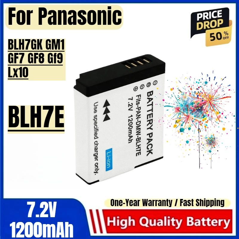 

BLH7E Battery 7.2V 1200mAh Rechargeable Batteries and Charger for Panasonic BLH7GK GM1 GF7 GF8 Gf9 Lx10 Camera Battery Charger