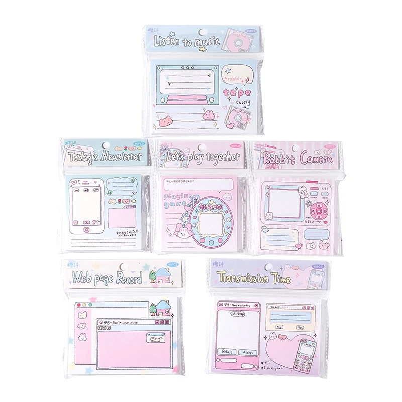 80Sheets Cute Cartoon Notebook DIY Planner Book Decoration Sticky Note Creative Leave Message Post Student Stationery Gifts
