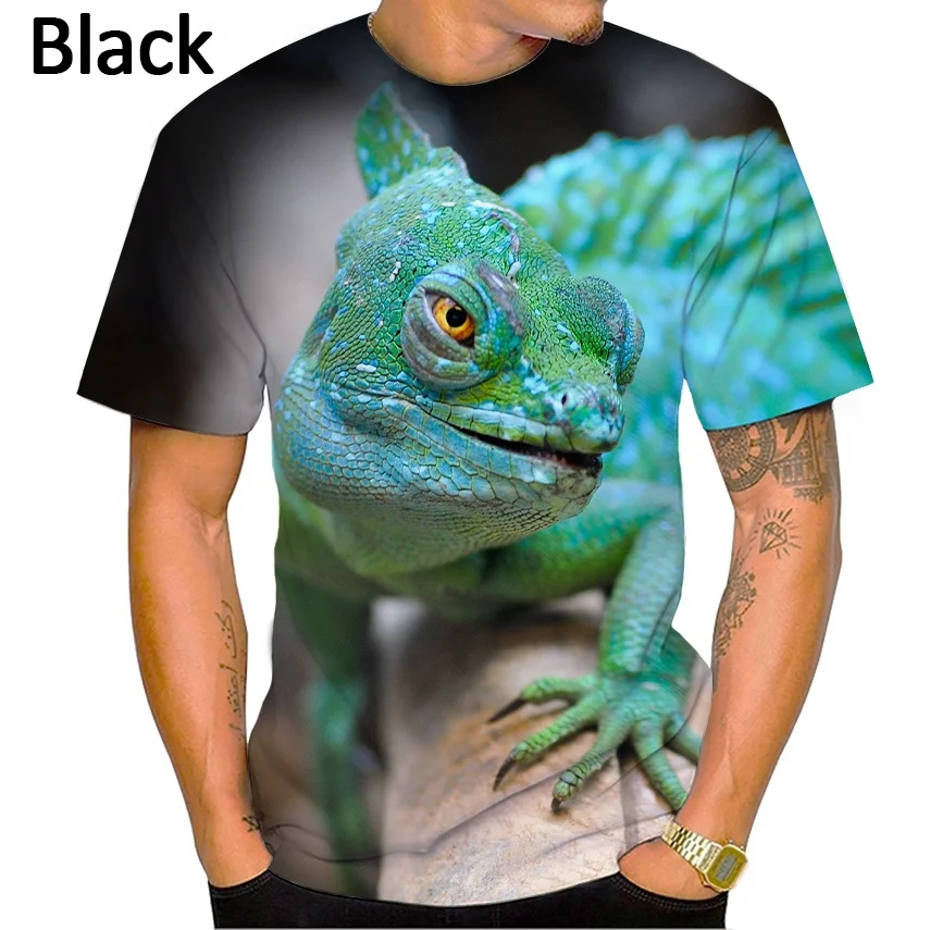 Summer Hot Sale 3D T-shirt Fashion Animal Lizard Print T Shirt Personalized Harajuku Style Street Breathable Short Sleeve Top