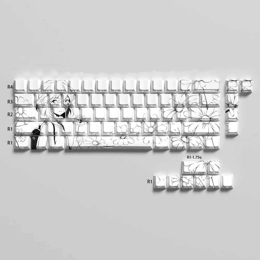 1 Set Anita Hailey Keycaps PBT Side Printed Backlit Anime Cartoon Gaming Key Caps Cherry Profile 60 61 63 64 65 67 68 Keycap