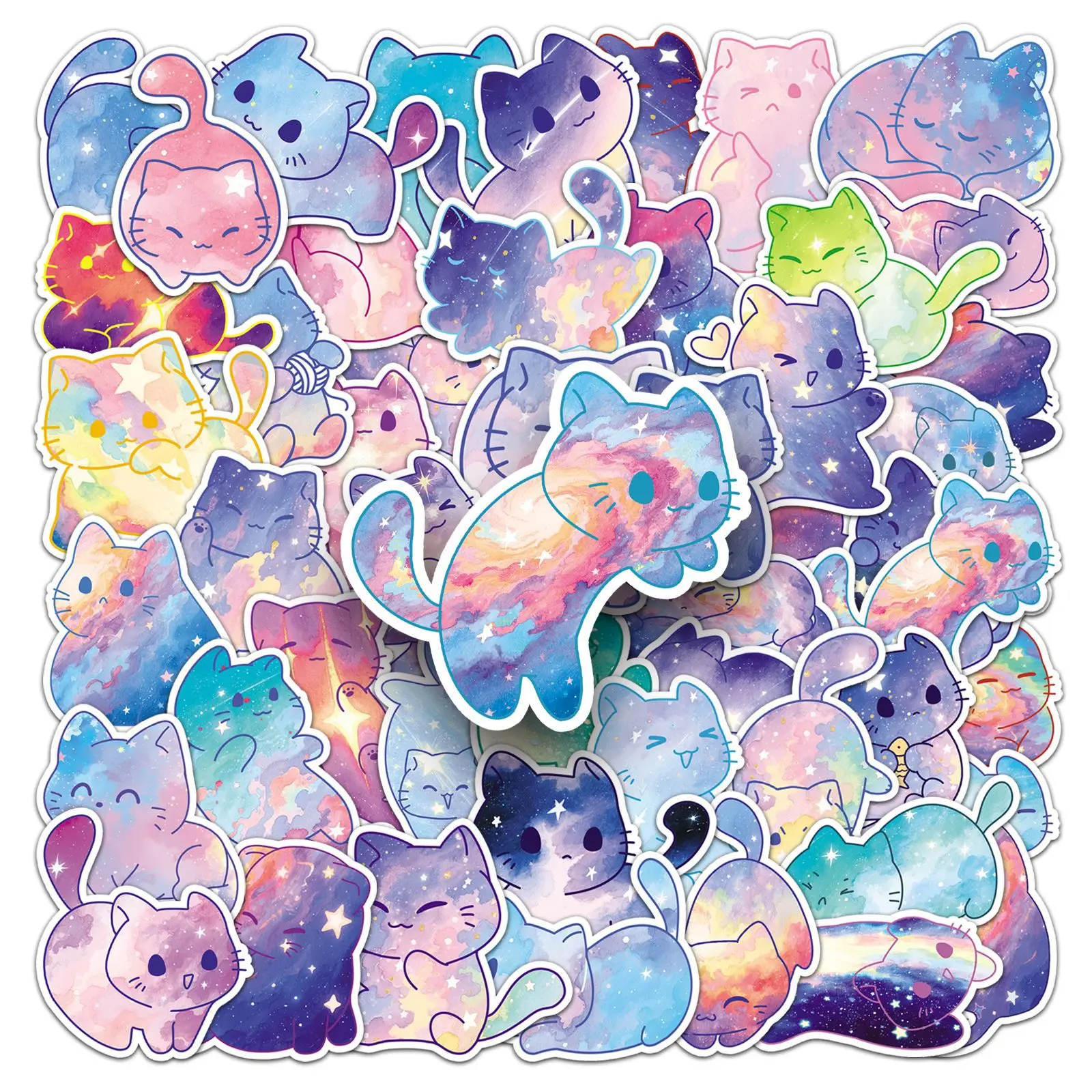 

10/50PCS New Star Cat Cartoon Sticker Cute Kitten Doodle Decoration Toy Gift Decoration Water Cup Phone Case Bike Sticker