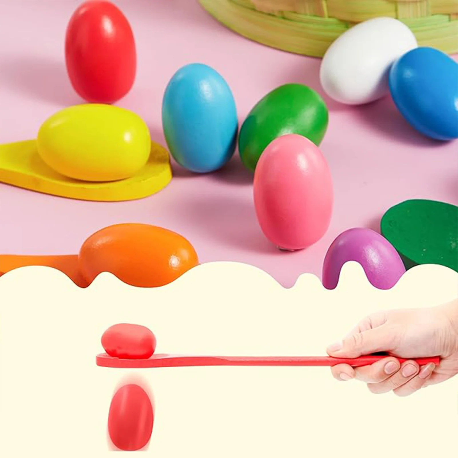 

Easter Spoon Race Game Set 12 Players Carnival Game Supplies Activities Suitable for Kids & Family Gathering