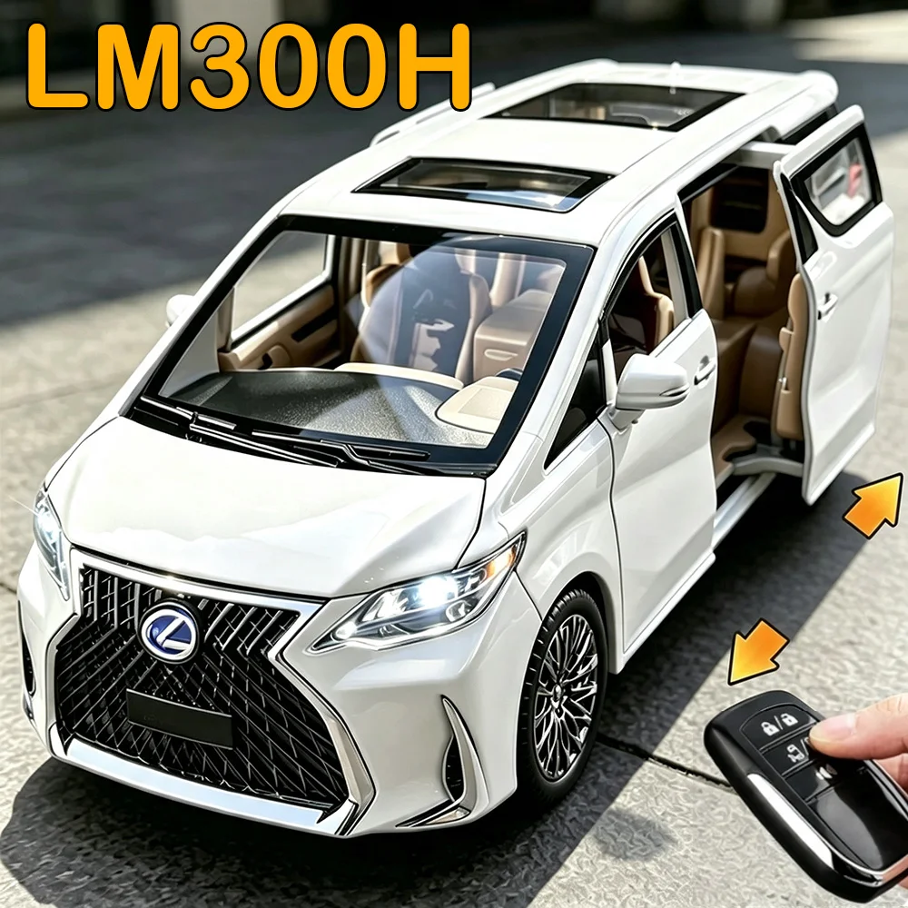 1:24 Lexus LM300H MPV Modellauto aus Druckgusslegierung mit automatischer Tür, Sound, Licht, Rückziehfunktion und Stoßdämpfung – Geschenk für Erwachsene und Jungen