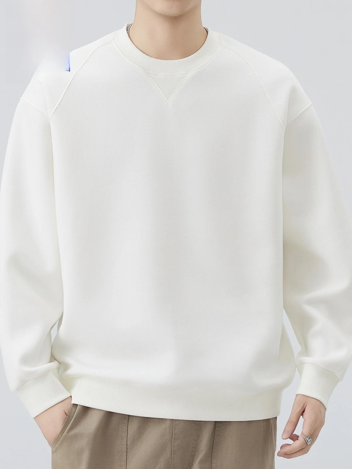 Camiseta de Manga Longa Romon com Gola Redonda para Homens, Novo Estilo Casual de Outono, Camiseta de Cor Pura para Jovens