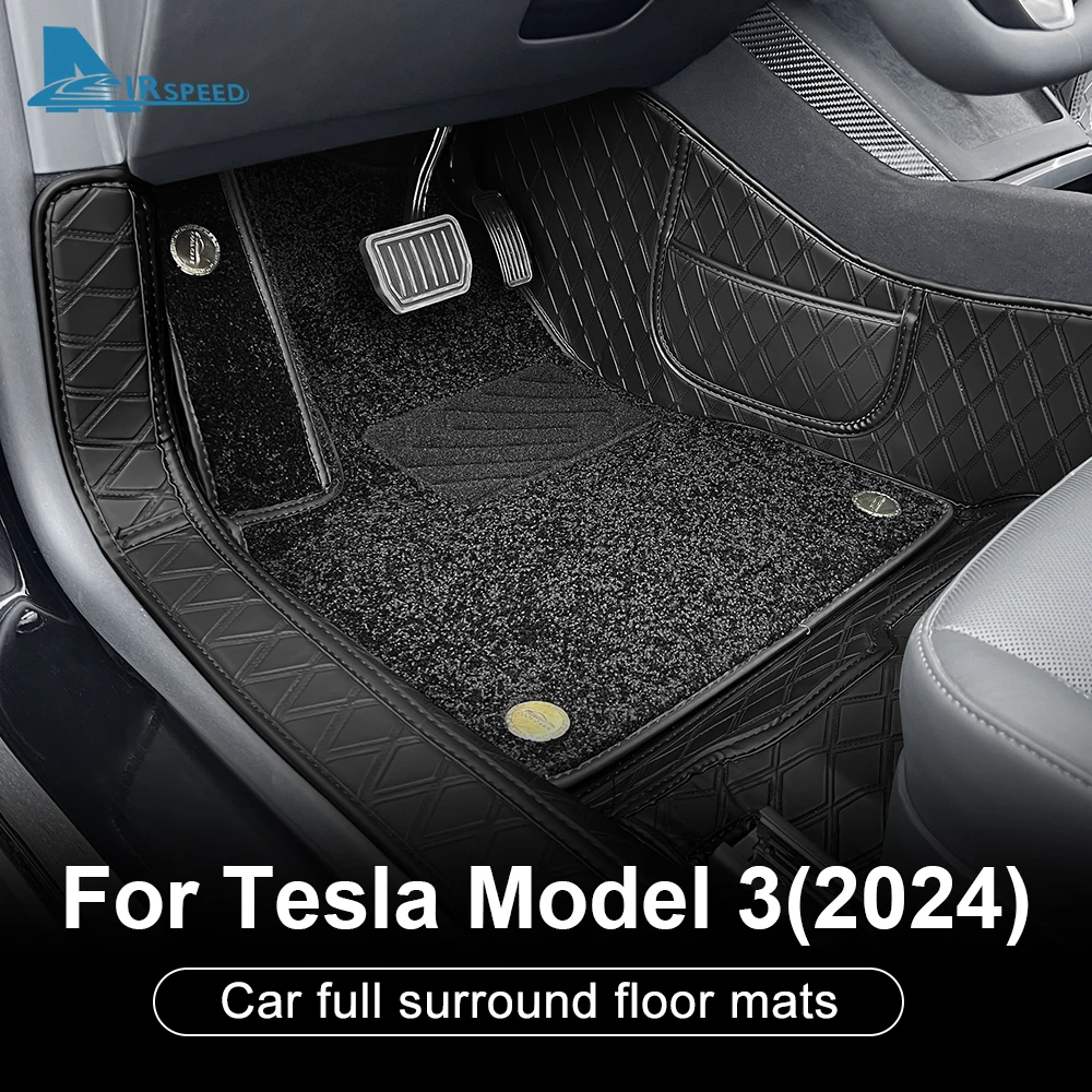 Nylon Leather All Inclusive Car Mat LHD for Tesla Model 3 Highland 2024-Up Nylon Velvet Foot Carpet No Peculiar Smell Trim