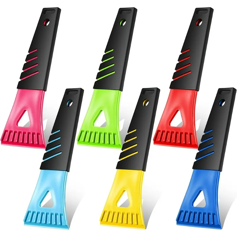 3-Pack of Random Color Car Ice Scrapers, Plastic Ice Scrapers, Car Snow Scrapers, Range Hood Grease Scraper, Multi-Purpose Non-Electric Defrosting Scraper with Easy-To-Clean Design