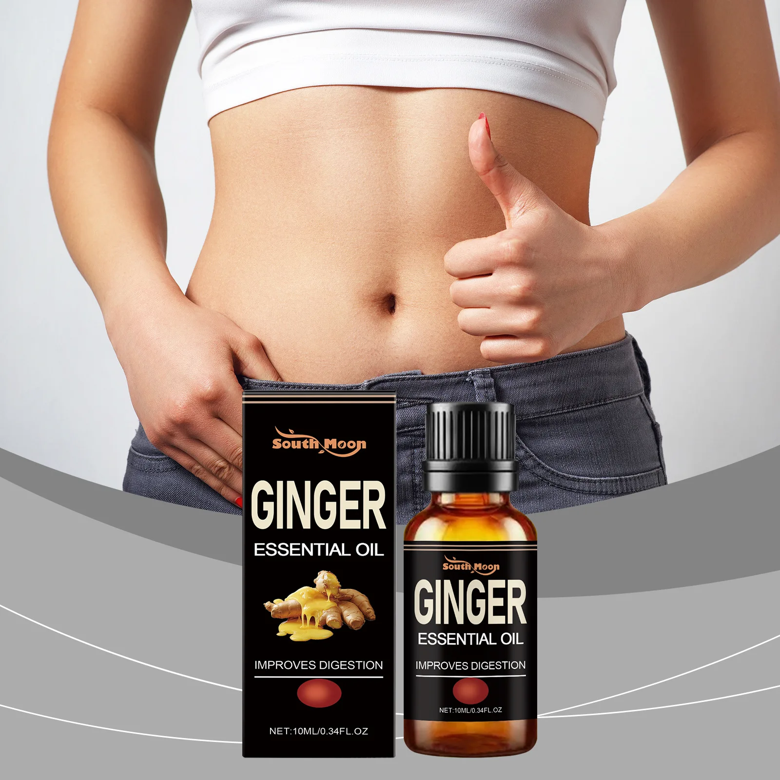 

Ginger Essential Oil for Abdomen Fat Burning Weight Loss Anti Cellulite Improve Sagging Skin Improve Digestion Slimming Oil