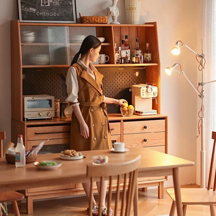 Nordic solid wood dining side cabinet, Japanese-style simple locker storage ， cherry wood , restaurant cupboard side