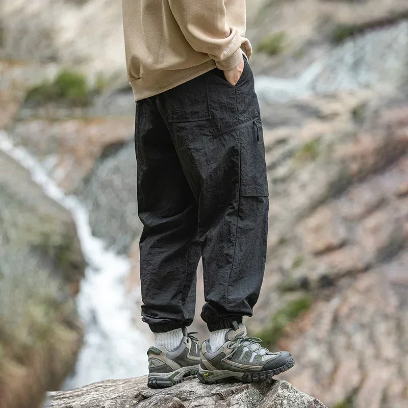 TFETTERS Autumn Men Cargo Pants 2026 Multi Pocket Waterproof Solid Color Casual Pants 100% Nylon Outdoors Tourism Men Clothes