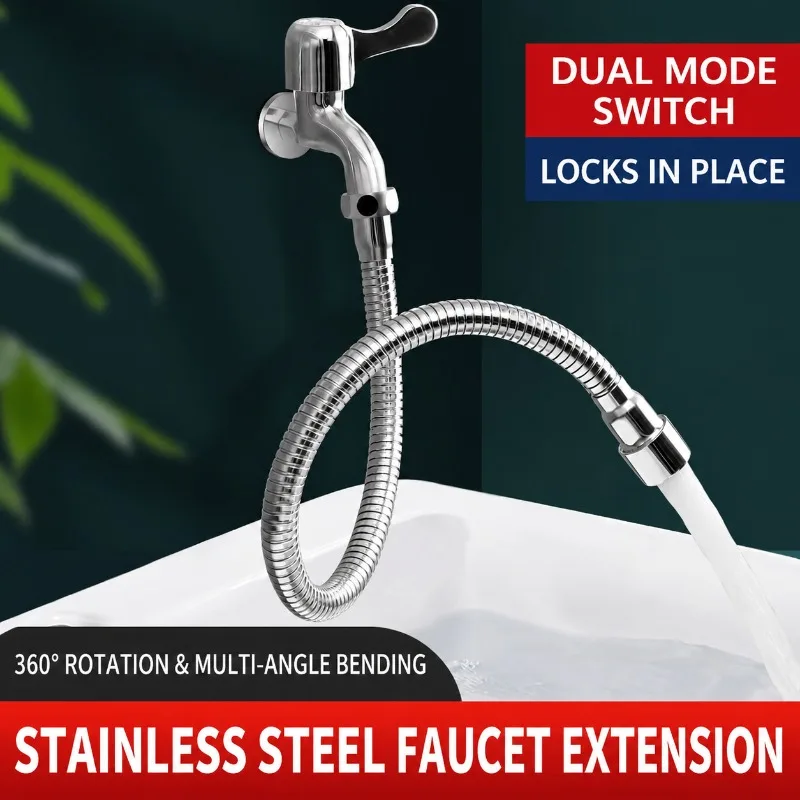 Stainless Steel Telescopic Tap Extension Nozzle, Swivel Splash‑resistant Outlet Pipe, Rotatable Household Coupling Sprinkler