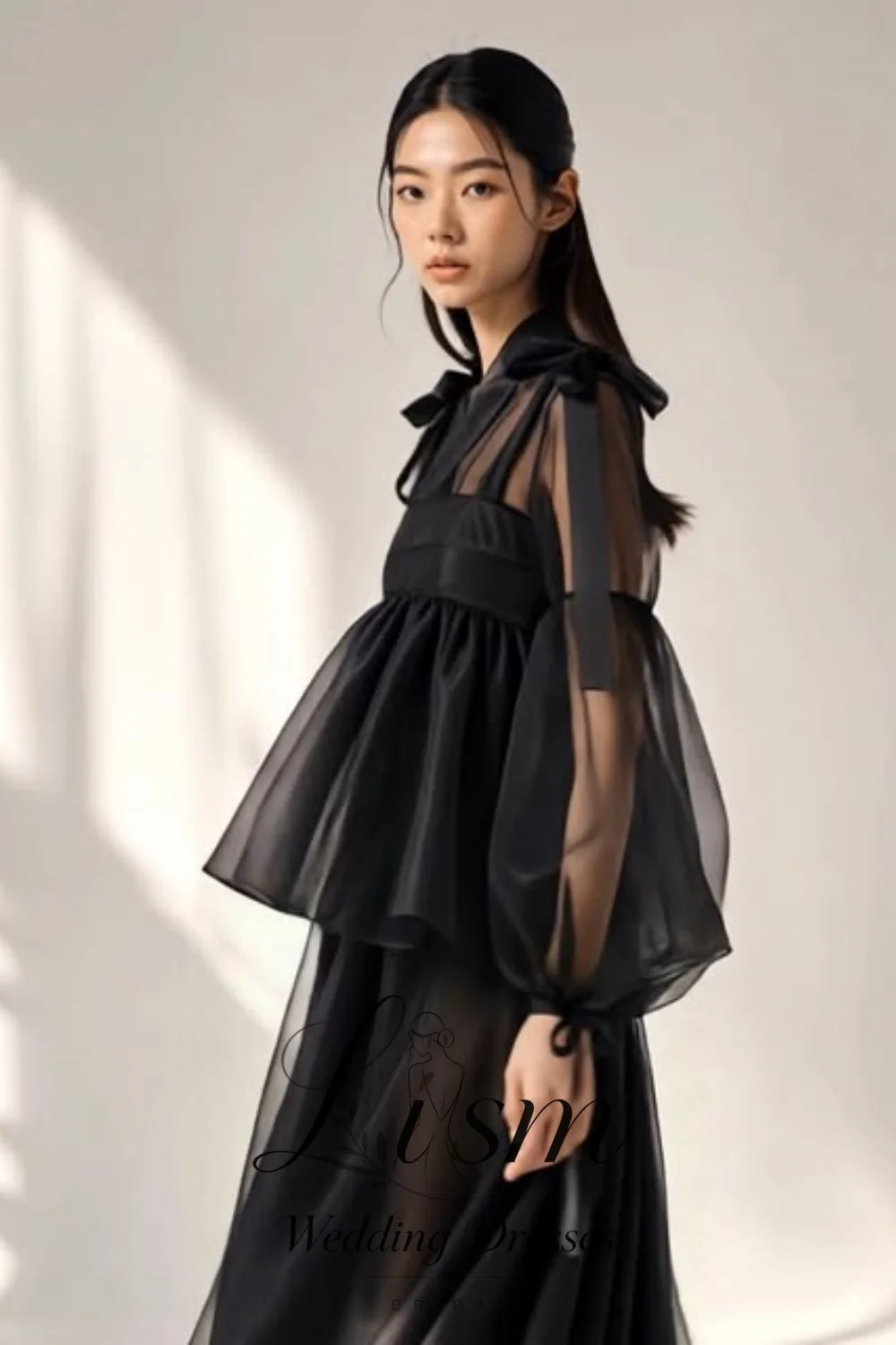 Lism Modern Hanbok Black Vintage Korea Wedding Photoshoot Dresses with Jacket Floor Length Prom Party Evening Gown Customized