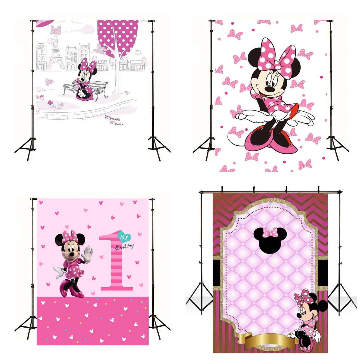 

Minnie Mouse Photo Backdrop Background For Photography Baby Shower Girl Birthday Party Decoration Props Supplies Banner Poster