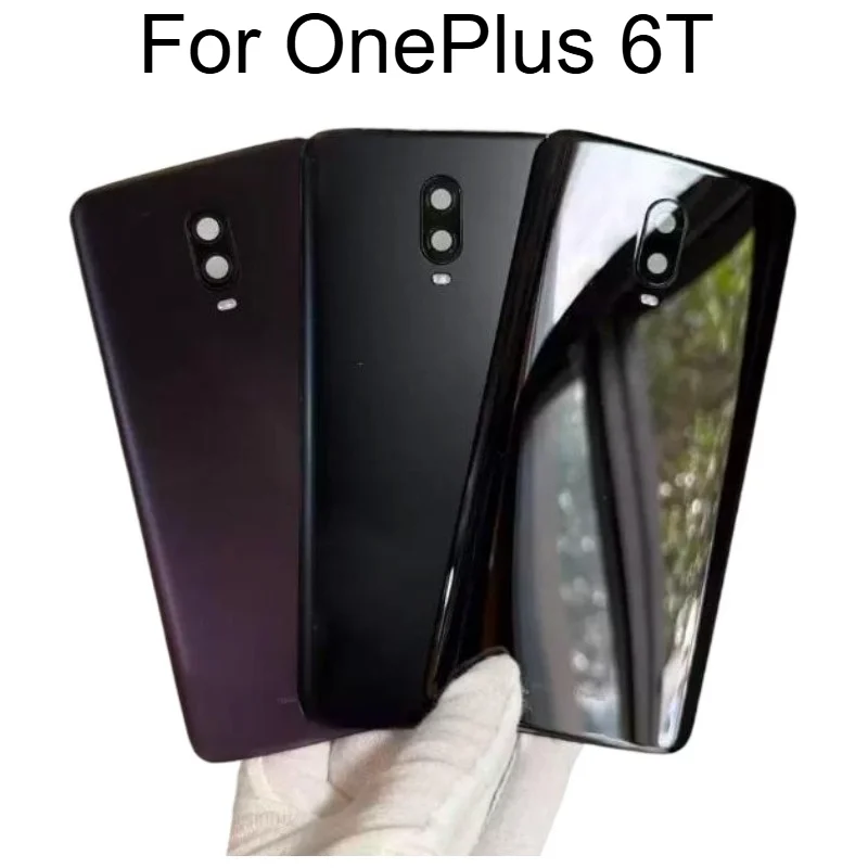 For OnePlus 6T Glass Back Battery Cover Door Rear For Oneplus 6 Battery Cover 1+6T Housing Case with Camera Lens A6010 A6013