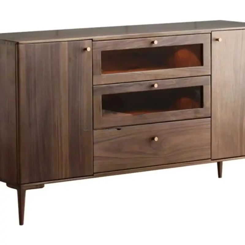 Q black walnut solid wood locker tea cabinet modern simple side cabinet