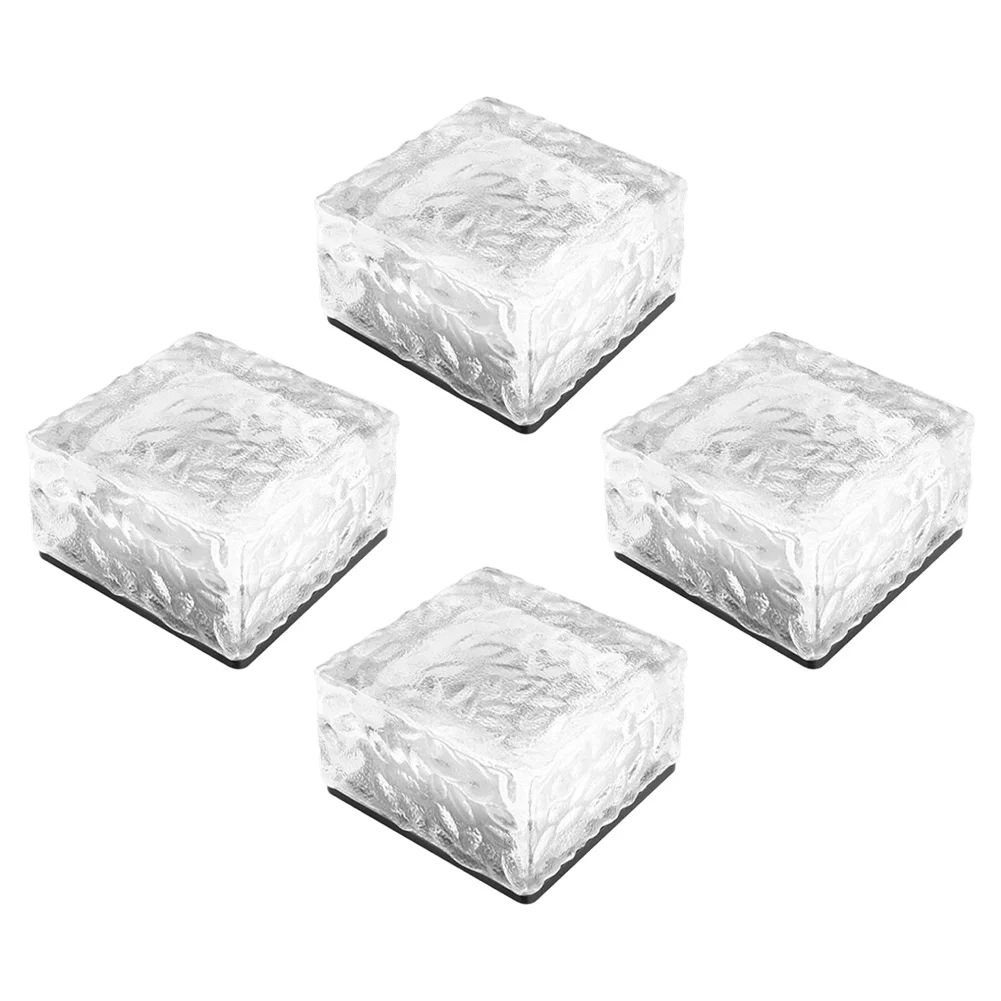 Solar Ice Brick Lamp 4 Piece Waterproof Light Set Solar Charge 4 To 6 Hour Run White Or Warm No Wiring Install Garden Path