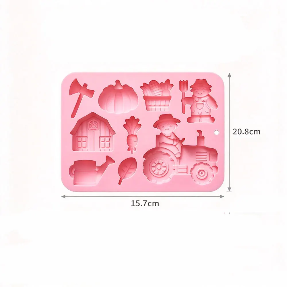 Cute Farm Theme Silicone Cake Mold,9 Cavity Pumpkin Shape Baking Tray for Chocolate,Candy,Jelly & Soap,Non-Stick Kitchen Tools