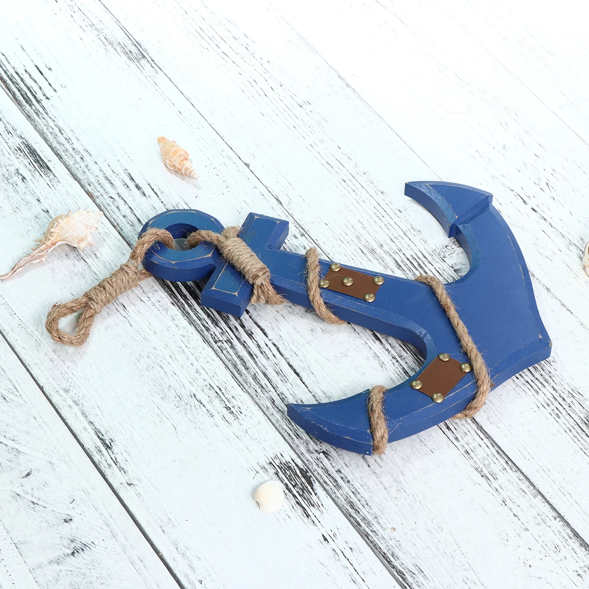 

Wood Anchor Decor 12.6x10.6 Inches Bright Blue Rope Accents Wall Hanging Jewelry Nautical Ocean Sea Decor Wooden Pendant