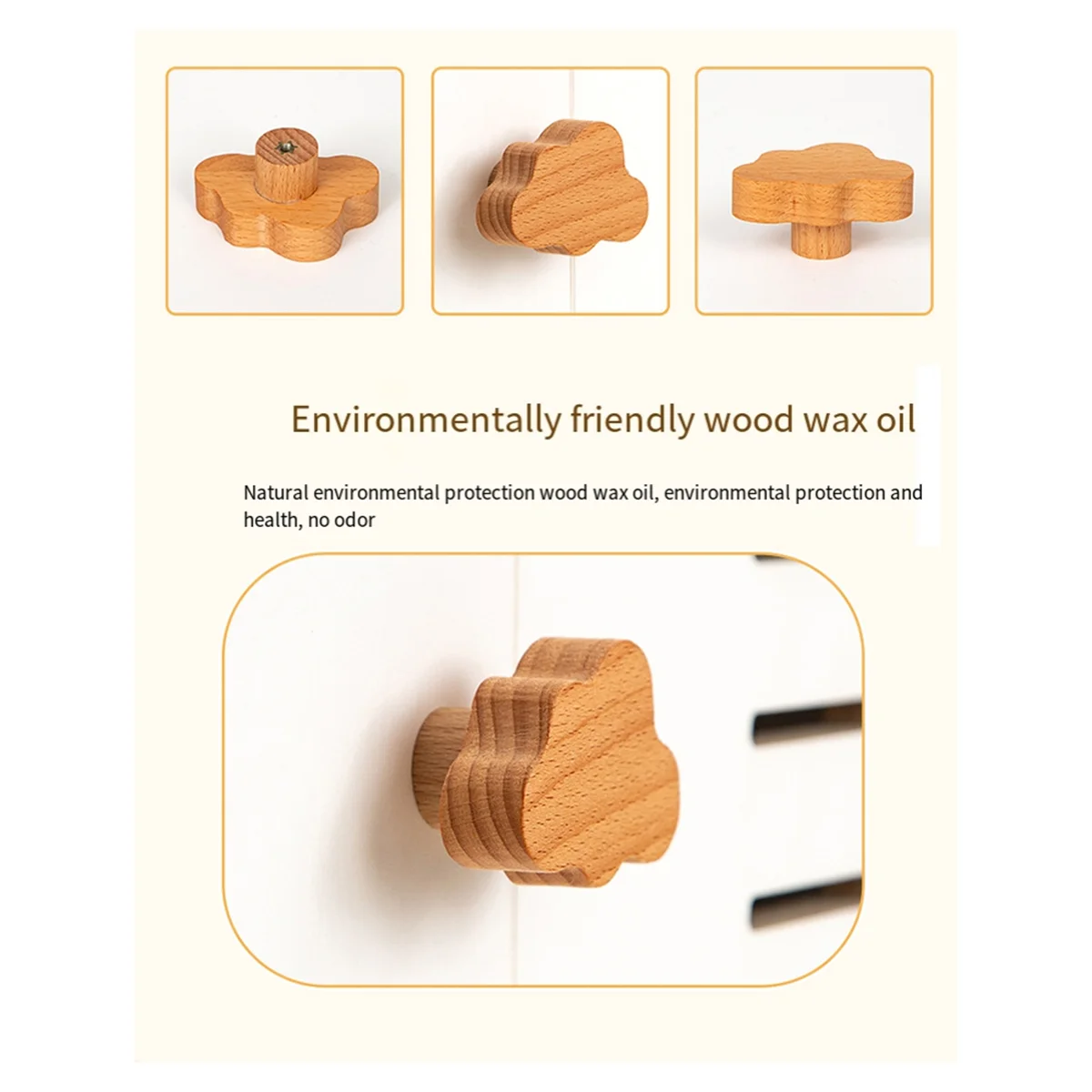 ABJZ 6 قطعة سحابة شكل مقابض لقطع الأثاث القمر درج مقابض خشبية سحابة الأطفال الديكور خزانة الخشب تسحب المقابض مجموعة