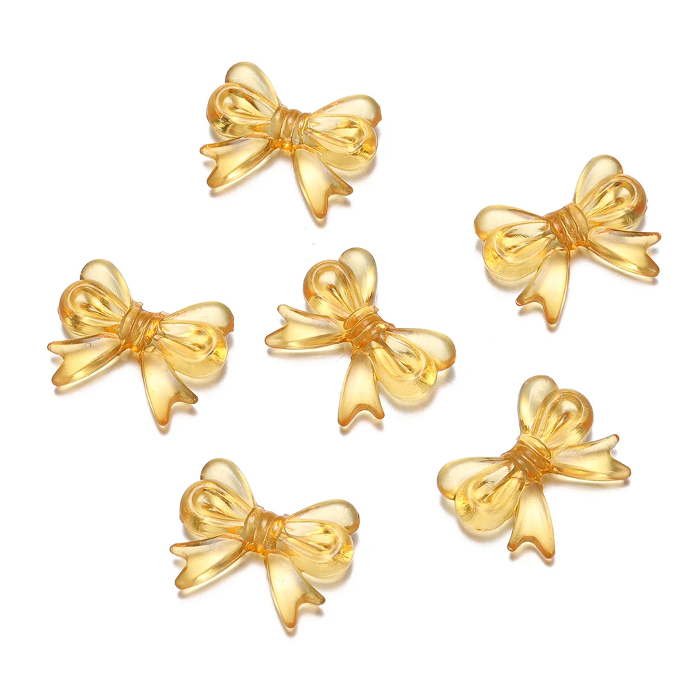 30Pcs Multicolor Transparent Bow Acrylic Beads for DIY